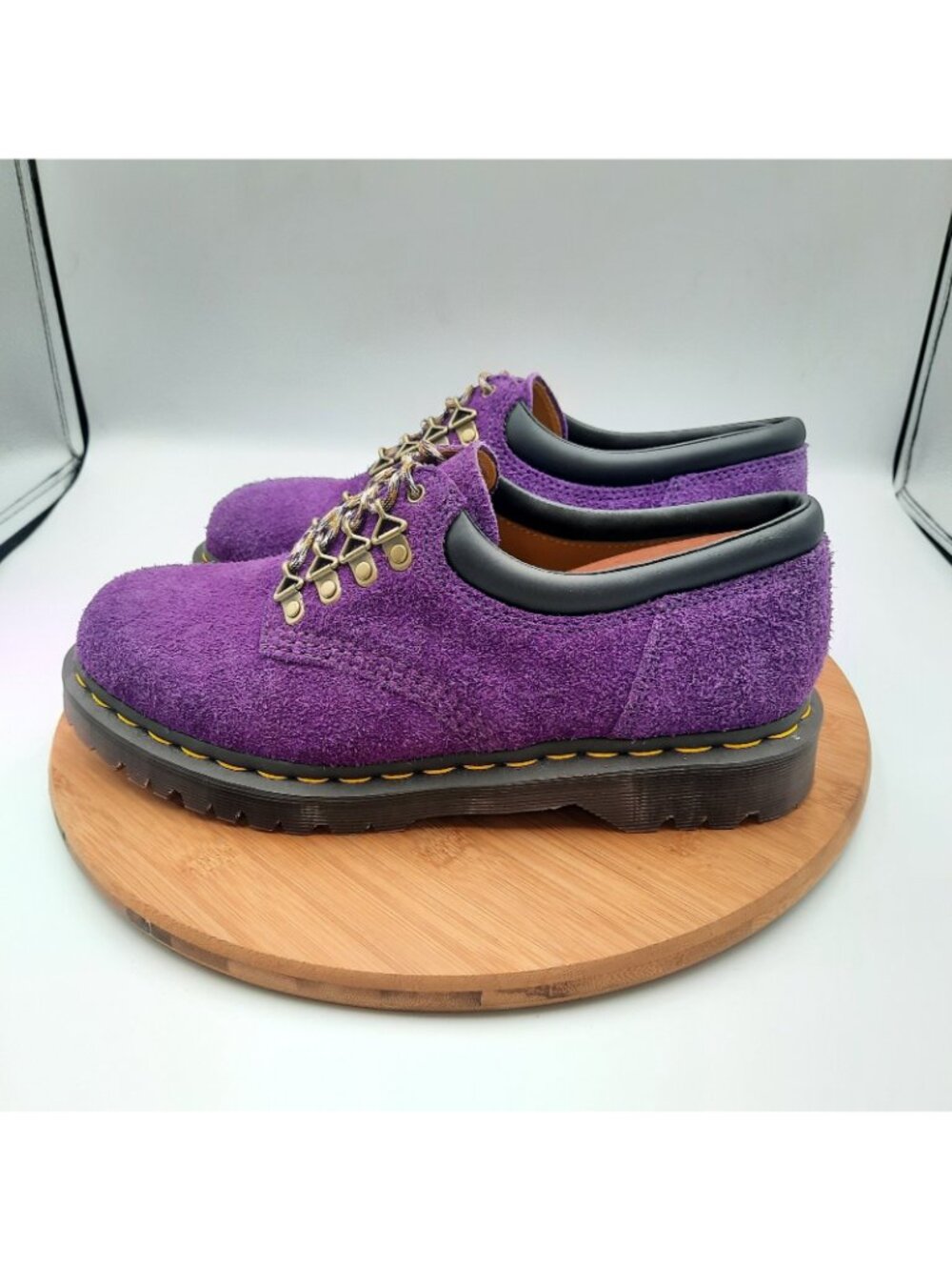 Dr Doc Martens 8053 Womens 10 Mens 9 Shoes Ben Long Napped Suede Purple Sneakers - Picture 3 of 11